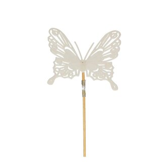4A Felt Butterfly Plant Stake | Colour: Natural White | Diameter 9 centimetres | Length ± 50 centimetres | Per 25 stakes