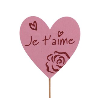 4A Heart Stake "Je t'aime" | Colour: Pink | Stake length ± 50 centimetres | Diameter 8 centimetres | Per 25 stakes