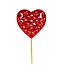 Felt Heart Stick | Colour: Red | Stick length approximately 50 centimetres | Diameter 7 centimetres | Per 25 sticks