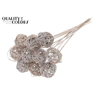 QC Rattan Ball on Stick | Colour: Frosted White | Bruce Ball Stick | Diameter 5 centimetres | Length ± 50 centimetres | Per 10 sticks