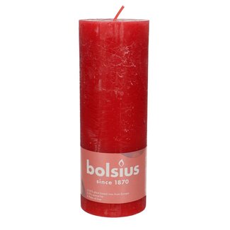 4A Rustic Pillar Candle | Colour: Red | Diameter 7 centimetres | Height 19 centimetres | Set of 4 candles