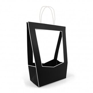 4A Taschen „Médaillon“ | Farbe: Schwarz | Länge 23 Zentimeter | Breite 14 Zentimeter | Höhe 38 Zentimeter | Pro 5 Taschen