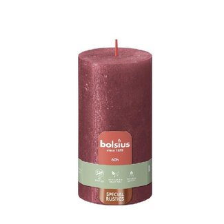 4A Kaars Stomp Rustiek Shine | Kleur: Rood | Diameter 7 centimeter | Hoogte 13 centimeter | Per 4 kaarsen