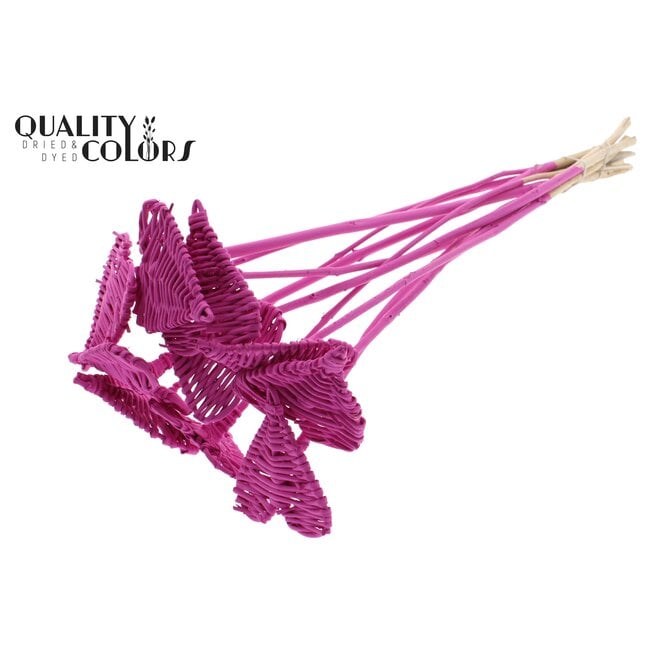 Lata Heart 8cm on stem Hat type Covered Cerise