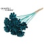 Shola Houten Roos op stok | Kleur: Turquoise | Shola New Beauty Rose Bijsteker | Diameter roos 6 centimeter | Lengte bijsteker ± 50 centimeter | Per 10 bijstekers