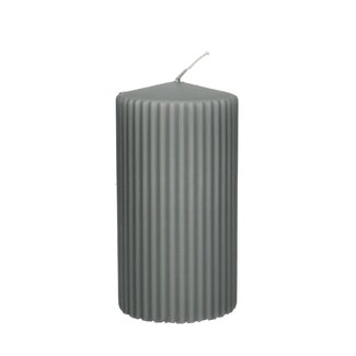 4A Candle Pillar Ribbed | Colour: Grey | Diameter 7 centimetres | Height 13 centimetres | Per 6 candles