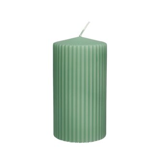 4A Kaars Stomp Geribbeld | Kleur: Lichtgroen | Diameter 7 centimeter | Hoogte 13 centimeter | Per 6 kaarsen