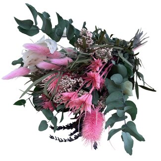 MyFlowers Boeket droogbloemen Senza Jolie Rosa | Lengte ± 40 centimeter | Met roze, wit gebleekte en groene droogbloemen