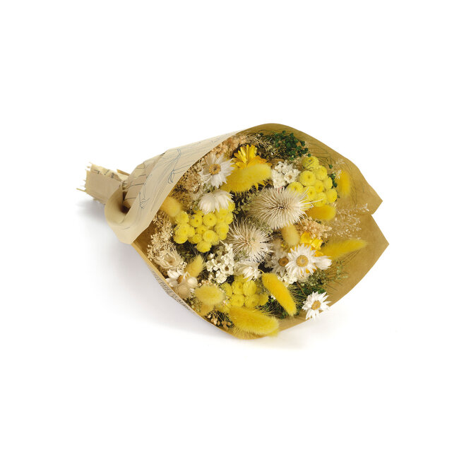 Bouquet of dried flowers Wow San Remo | Length ± 35 centimetres | With yellow, white and green dried flowers