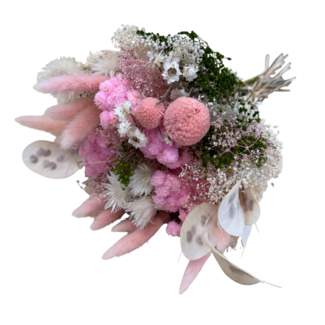 MyFlowers Bouquet of dried flowers Farfalla Bianco Rosa | Length ± 40 centimetres | With white bleached and pink dried flowers