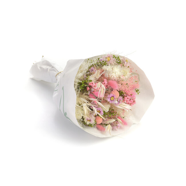 Bouquet of dried flowers Farfalla Bianco Rosa | Length ± 40 centimetres | With white bleached and pink dried flowers