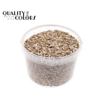 QC Wood chips in a reusable bucket | Colour: Frosted White | Length 5 - 8 millimetres | Bucket content 3 litres | Per bucket