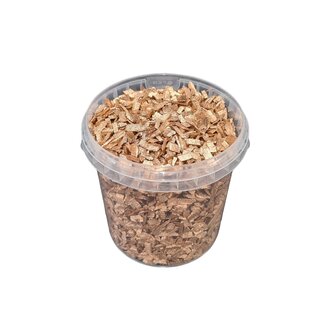 QC Houtsnippers in herbruikbare emmer | Kleur: Antiek Goudkleurig | Lengte 5 - 8 millimeter | Inhoud emmertje 1 liter | Per 6 emmertjes