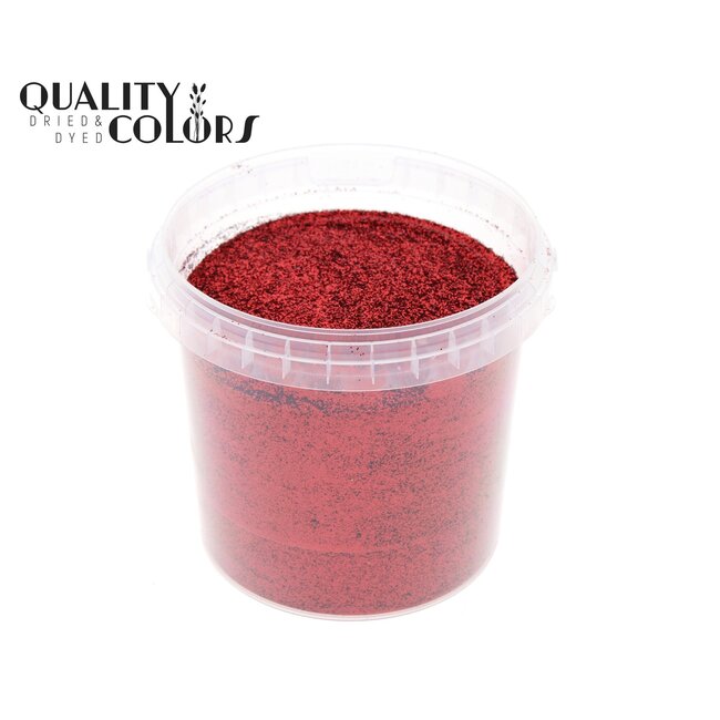 Glitter in herbruikbare emmer | Kleur: Rood | Inhoud emmer 400 gram | Per emmertje