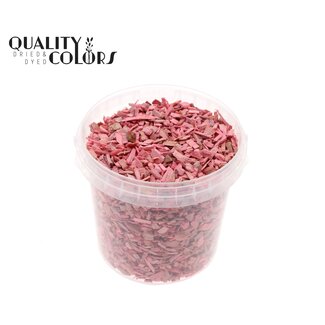 QC Houtsnippers in herbruikbare emmer | Kleur: Frosted Roze | Lengte 5 - 8 millimeter | Inhoud emmertje 1 liter | Per 6 emmertjes