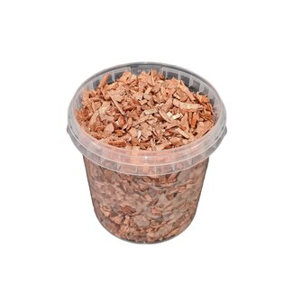 QC Wood chips in reusable bucket | Colour: Copper-coloured | Length 5 - 8 millimetres | Bucket content 1 litre | Per 6 buckets
