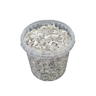 QC Wood chips in reusable bucket | Colour: Platinum-coloured | Length 5 - 8 millimetres | Bucket content 1 litre | Per 6 buckets
