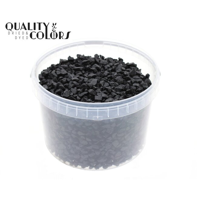 Decorative Stones in reusable bucket | Colour: Black | Diameter 9 - 13 millimetres | Bucket content 3 litres | Per bucket