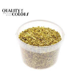 QC Wood chips in a reusable bucket | Colour: Yellow | Length 5 - 8 millimetres | Bucket content 3 litres | Per bucket