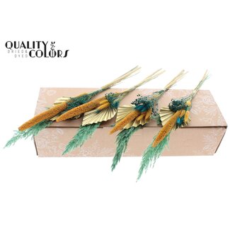 QC Dried Palm Leaf in Spear Shape Bouquet “Tropique” | Colour: Mixed Colours | Length ± 55 centimetres | Per 9 bouquets