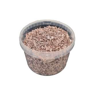 QC Wood chips in reusable bucket | Colour: Champagne | Length 5 - 8 millimetres | Bucket capacity 10 litres | Per bucket