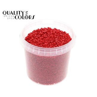 QC Fijne Steentjes in herbruikbare emmer | Kleur: Rood | Diameter 4 - 6 millimeter | Inhoud emmertje 1 liter | Per 6 emmertjes