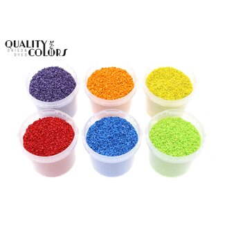 QC Fine Pebbles in Reusable Bucket | Colour: Mixed Colours | Diameter 4 - 6 millimetres | Bucket Contents 1 litre | Per 6 buckets