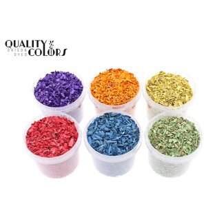 QC Wood chips in reusable bucket | Colour: Mixed Colours | Length 5 - 8 millimetres | Bucket content 1 litre | Per 6 buckets