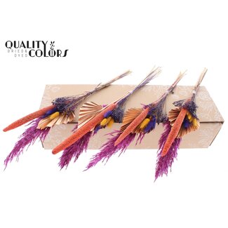 QC Gedroogd Palmblad in speervorm Boeket “Sunset” | Kleur: Gemengde Kleuren | Lengte ± 55 centimeter | Per 9 boeketten