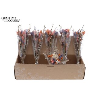 QC Lente Boeket Droogbloemen | Kleur: Frosted Milkapaars en Oranje | Lengte ± 45 centimeter | Per 6 boeketten