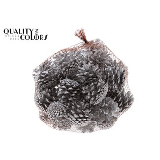 QC Pine Cones | Colour: Silver | Weight: 1 kilogram per net | Per 4 nets