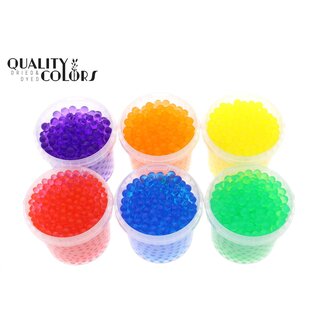 QC Hydrogelparels in herbruikbare emmer | Kleur: Gemengde Kleuren | Diameter 2.5 - 3 millimeter | Inhoud emmertje 1 liter | Per 6 emmertjes