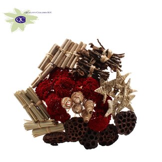 QC Boeket Mix op stok met Rode Achillea | Kleur: Bruin | Lengte bijsteker ± 50 centimeter | 40 bijstekers per bos | Per bos