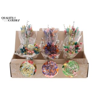 QC Dried Flower Bouquet “Multi Colour Assorted” | Colour: Mixed Colours | Length ± 45 centimetres | Per 6 bouquets