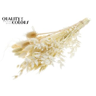 QC Round Bouquet of Dried Flowers “Frost” | Colour: White | Size: Small | Length ± 50 centimetres | Per 8 bouquets