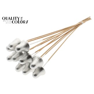 QC Styrofoam Christmas Bell on Stick | Colour: Platinum | Styro Clock Pick | Length ± 50 centimetres | Per 50 picks