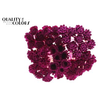 QC Shola Houten Bloemenmix op stok | Kleur: Lilakleurig | Shola Flower Mix Bijsteker| Lengte bijsteker ± 50 centimeter | Per 50 bijstekers