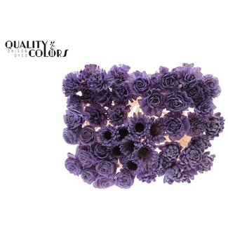 QC Shola Houten Bloemenmix op stok | Kleur: Milkapaars | Shola Flower Mix Bijsteker| Lengte bijsteker ± 50 centimeter | Per 50 bijstekers