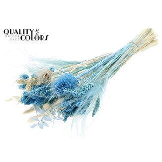QC Rond Boeket Droogbloemen “Ocean” | Kleur: Lichtblauw | Grootte: Small | Lengte ± 50 centimeter | Per 8 boeketten