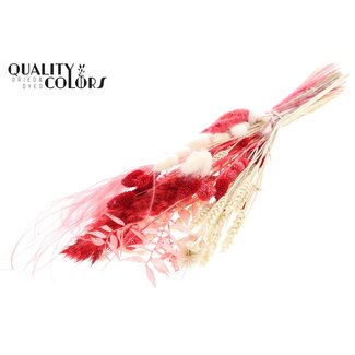 QC Flat Bouquet of Dried Flowers “Ruby” | Colour: Red | Size: Small | Length ± 50 centimetres | Per 8 bouquets