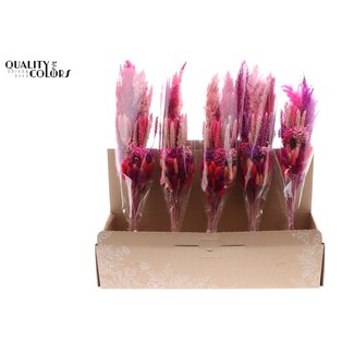 QC Gelaagd Boeket Droogbloemen “Love” | Kleur: Gemengde Kleuren | Lengte ± 50 centimeter | Per 5 boeketten