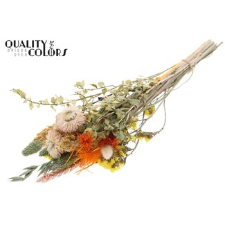 QC Rond Boeket Droogbloemen “Floral” | Kleur: Naturelle Gemengde Kleuren | Grootte: Small | Lengte ± 50 centimeter | Per 8 boeketten