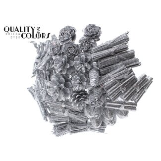 QC Bouquet Mix on Stick | Colour: Silver with Glitter | Length of stick-in decoration ± 50 centimetres | 40 stick-in decorations per bunch | Per bunch