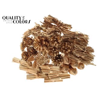 QC Boeket Mix op stok | Kleur: Antiek Goudkleurig met Glitter | Lengte bijsteker ± 50 centimeter | 40 bijstekers per bos | Per bos