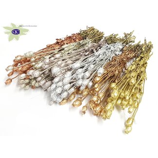 QC Gedroogde Slaapbol | Kleur: Metallic Gemengde Kleuren | Papaver Somniferum Droogbloemen | Lengte ± 60 centimeter | Gewicht 200 gram | Per 6 bossen