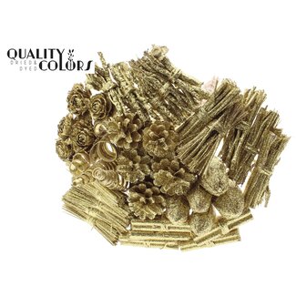 QC Boeket Mix op stok | Kleur: Goudkleurig met Glitter | Lengte bijsteker ± 50 centimeter | 40 bijstekers per bos | Per bos