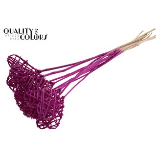 QC Rotan Lata Hart op stok | Kleur: Lilakleurig | Lata Heart platte Bijsteker | Lengte ± 50 centimeter | 10 bijstekers per bos