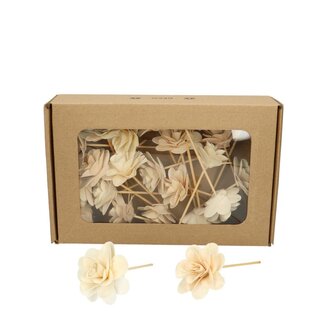 4A Decorative Rose Pick on Stick | Colour: White Cream | Rose diameter 6 centimetres | Pick length ± 10 centimetres | Per 23 picks