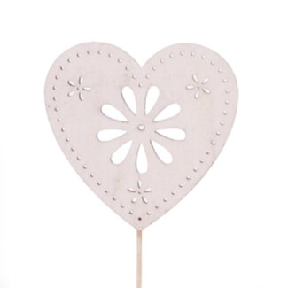 4A Wooden Heart Stick | Colour: Natural White | Length 50 centimetres | Diameter 8 centimetres | Per 25 sticks
