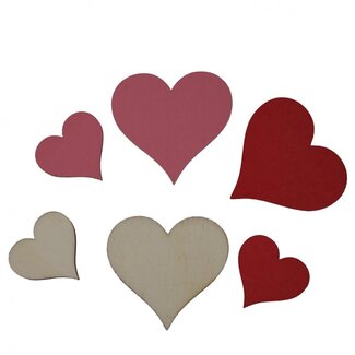 4A Decoratie Hart Assorti | Kleur: Gemengde kleuren | Per 24 harten